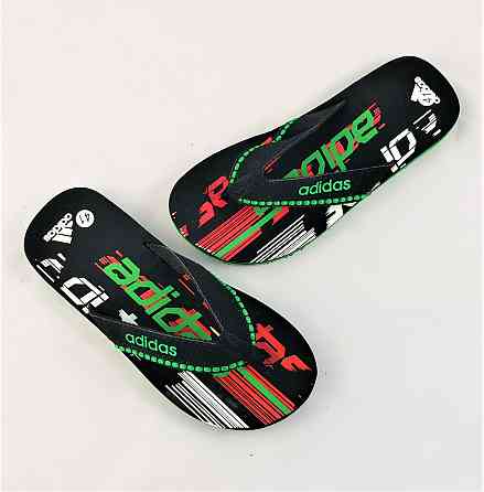 Чоловічі в'єтнамки Капці Adidas Шльопанці Чорні з зеленим Шльопарки (розміри: 45) Дніпро