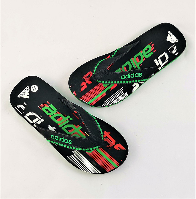 Чоловічі в'єтнамки Капці Adidas Шльопанці Чорні з зеленим Шльопарки (розміри: 45) Дніпро - фото 2