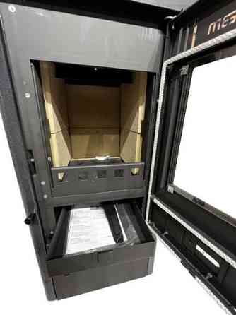 Піч-камін на дровах ALFA-PLAM ELITA 2 темна буржуйка 6 кВт до 40 м2 з варильною поверхнею верхній димохід Сербія Київ