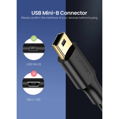 Дата кабель USB 2.0 AM to Mini 5P 1.0m US132 black Ugreen (10355) Вінниця - фото 4