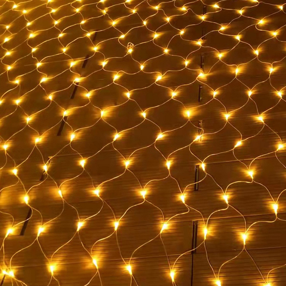 Гірлянда світлодіодна новорічна тепла біла Сітка 120 LED 1.7x1.5м святкова прикраса Київ - фото 6