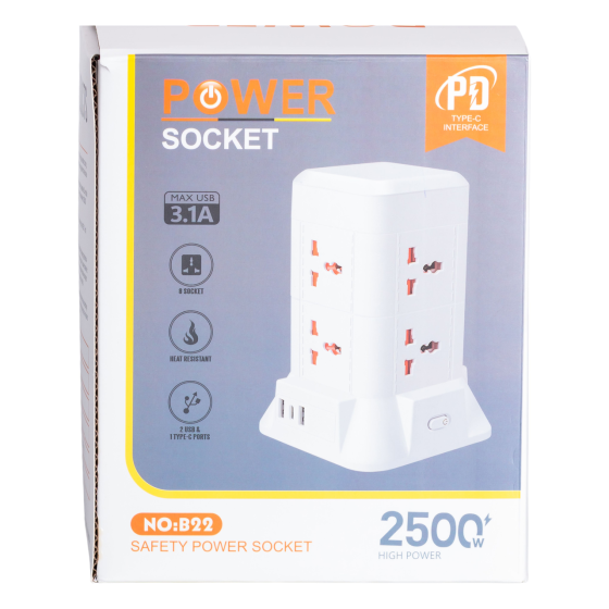 Удлинитель с 6 розетками, 2 USB и беспроводной зарядкой Киев