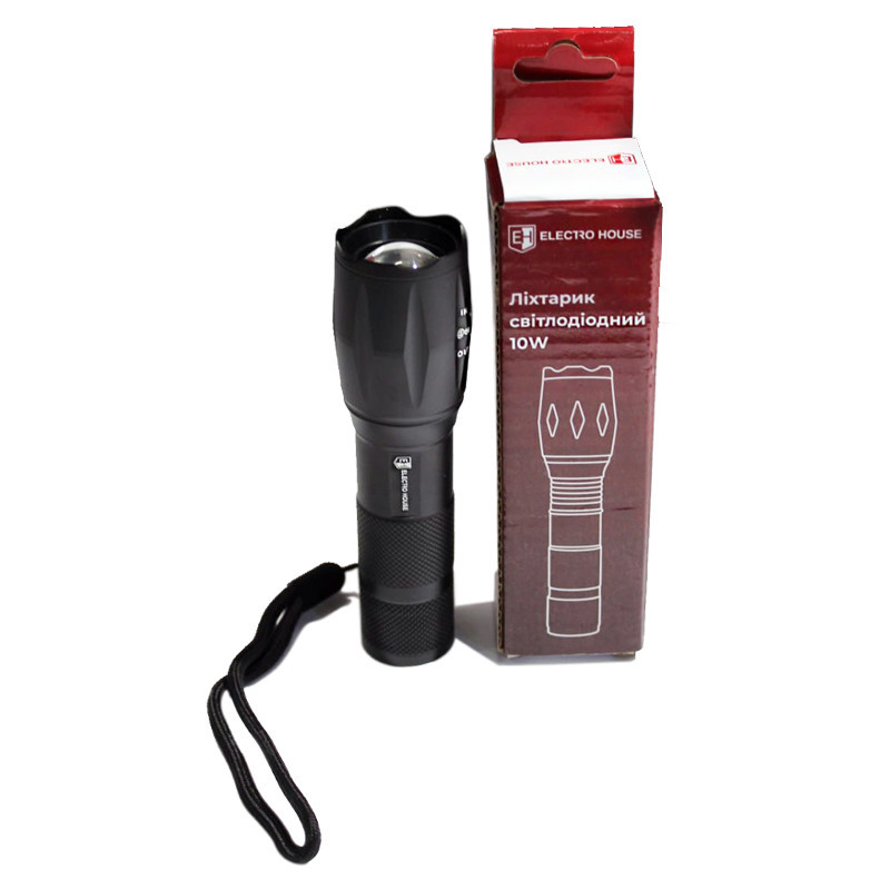 Фонарик с аккумулятором ручной 10Вт, IP65, черный Днепр - изображение 4