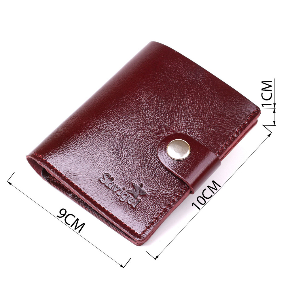 Класичне шкіряне портмоне Shvigel 16505 Бордовий Київ - фото 3