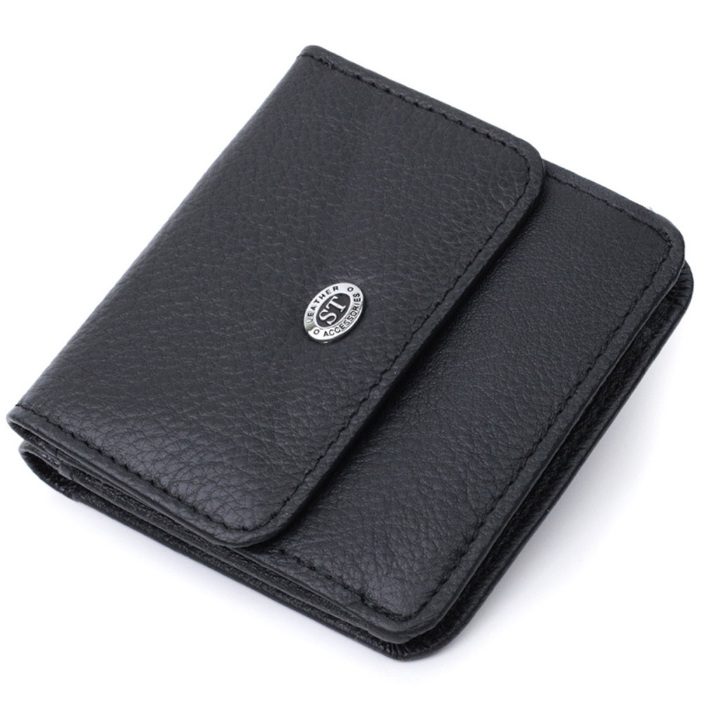 Жіночий шкіряний гаманець для карток купюр та монет ST Leather 22690 Чорний Київ - фото 20