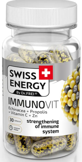 Комплекс вітамінів Swiss Energy IMMUNOVIT Echinacea+Propolis+Vitamin C+Zn 30 капс Київ - фото 1