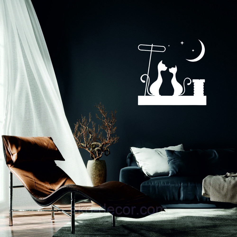 Декоративное настенное 3D Панно «Коты» Декор на стену с объемом 90*90 см, Белый Киев - изображение 1