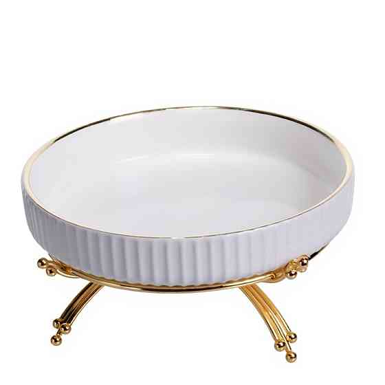 Фруктовниця порцелянова на металевій підставці Ø20 (см) кругла Золото LB-1570G SBR Київ