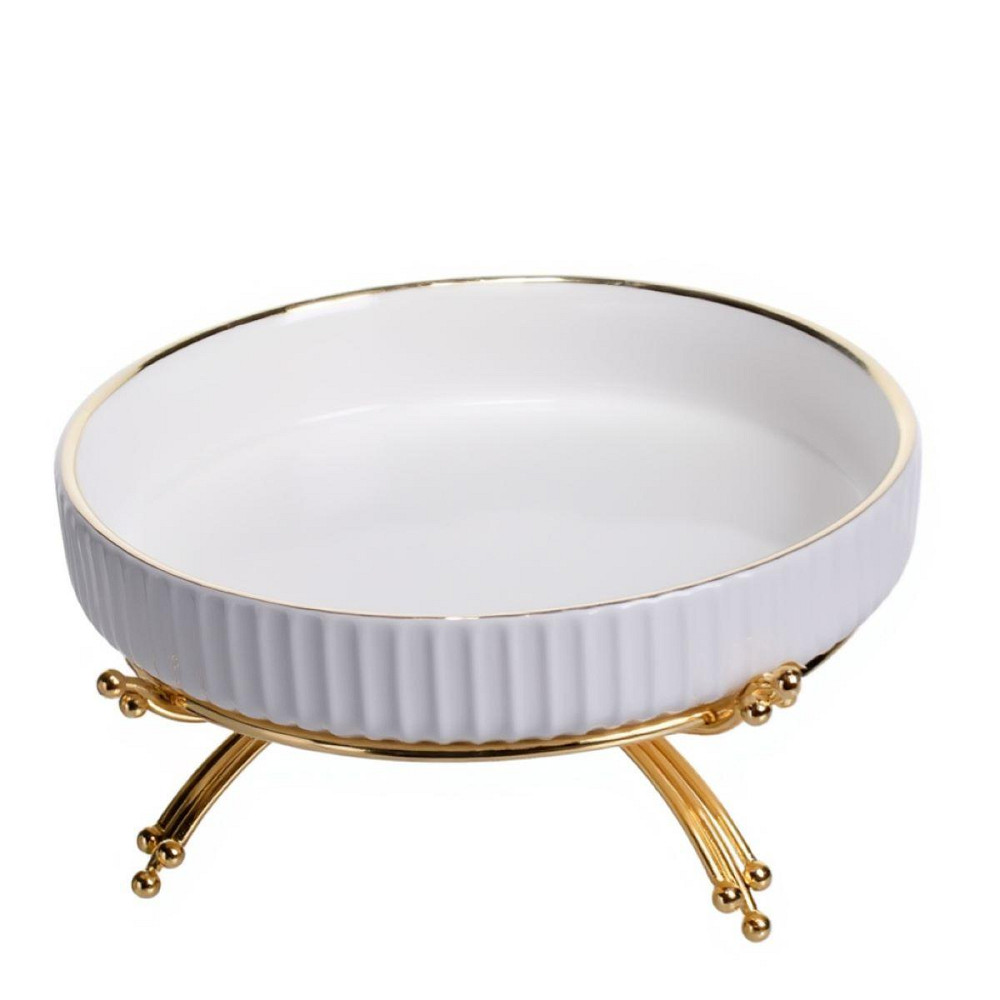 Фруктовниця порцелянова на металевій підставці Ø20 (см) кругла Золото LB-1570G SBR Київ - фото 3