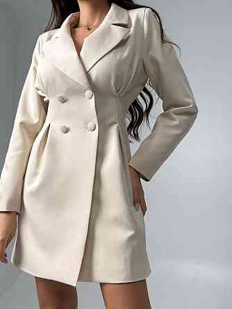 Женское базовое платье-пиджак на подкладке костюмка Беж, 46/48 Одесса