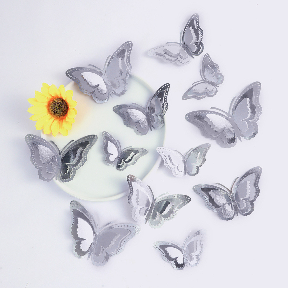 Метелики декоративні на стіну дзеркальні 12 штук сріблястий Київ - фото 1