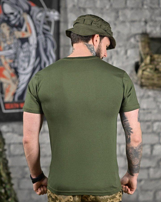 Хлопкова мілітарі футболка каратель олива ДЛ6346 Одесса - изображение 7