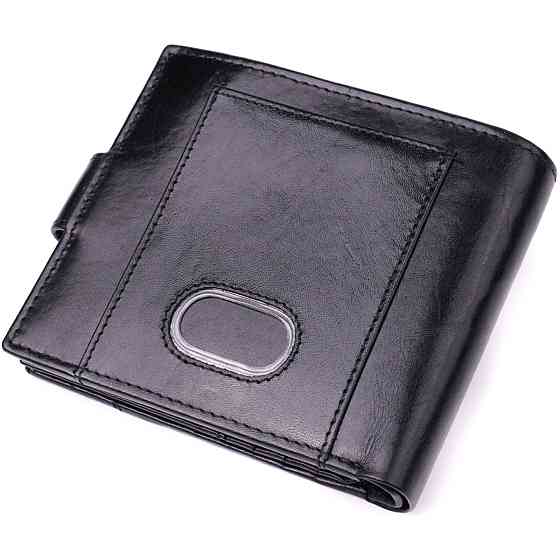 Люксовый мужской бумажник из натуральной глянцевой кожи Vintage sale_15110 Черный Киев