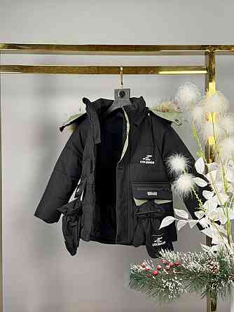 Детская зимняя курточка для мальчика с варежками на холофайбере 98,104,110,116,122 Николаев