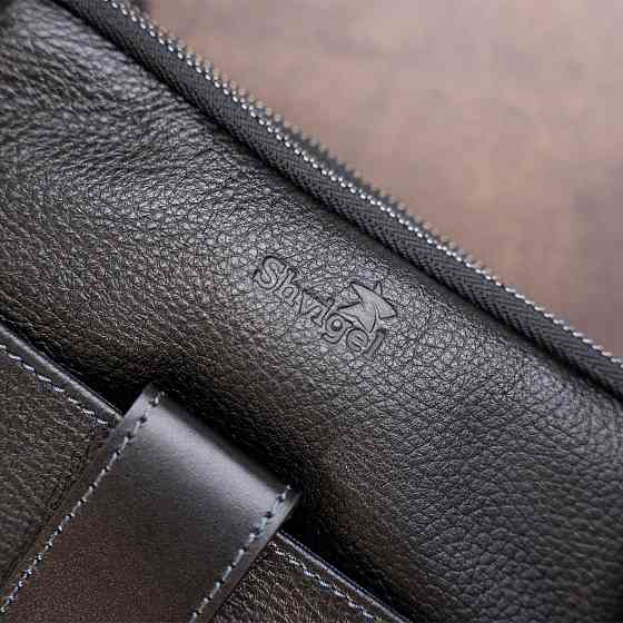 Сумка чоловіча планшет на два відділення шкіряна флотар SHVIGEL 11283 Чорна Київ