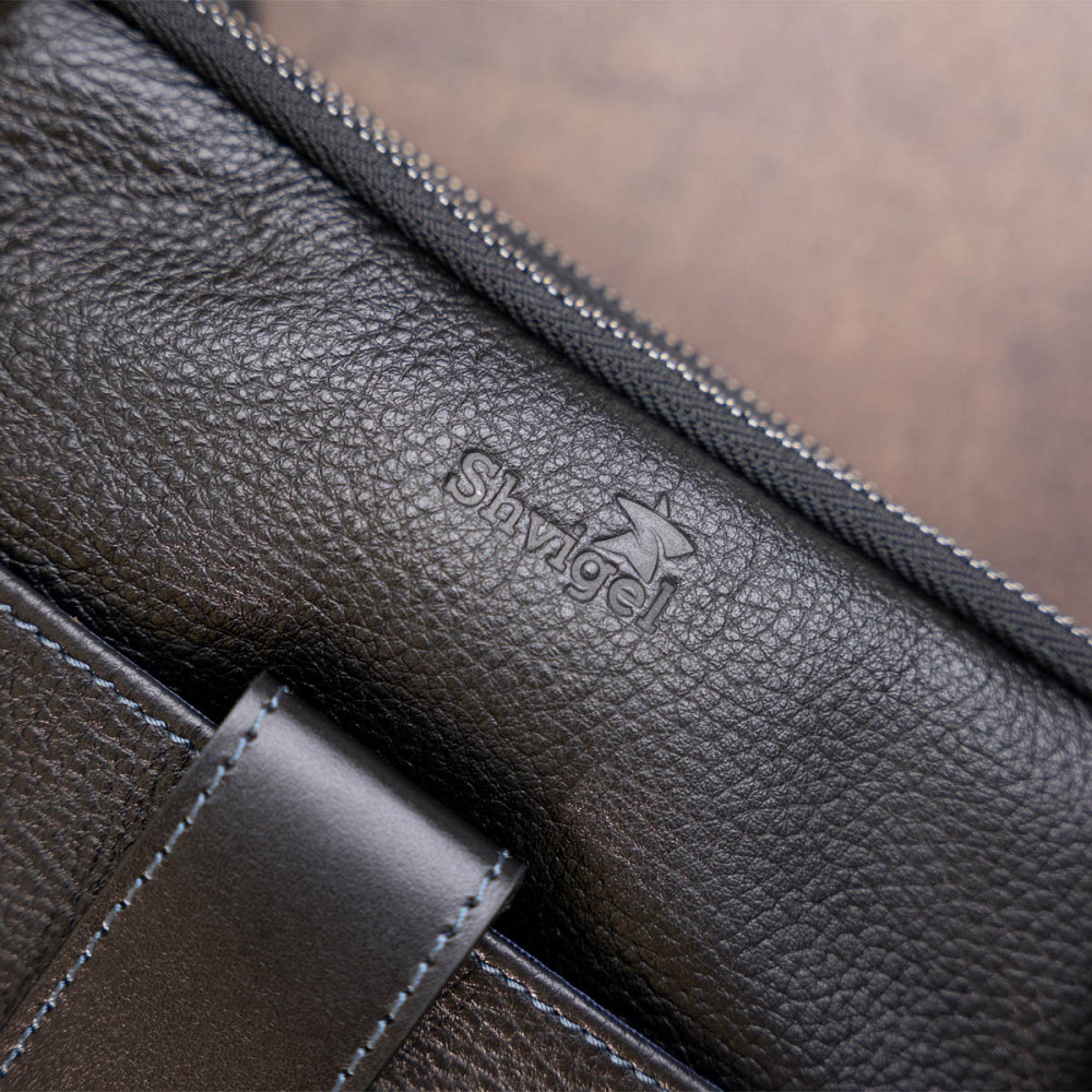 Сумка чоловіча планшет на два відділення шкіряна флотар SHVIGEL 11283 Чорна Київ - фото 1