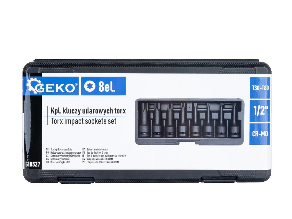 Набір ударних насадок Torx "GeKo" [Cr-Mo] [к-т  8 шт] 1/2: Torx  (T30-T80) Стрий - фото 6
