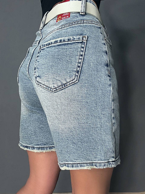 Шорты женские джинсовые Vanver 2025 бермуды с ремнем стрейчевые голубые, голубой, 29, 29, 81 см, 112 см Киев - изображение 12