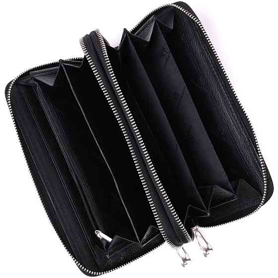 Чоловічий клатч на два відділення з натуральної шкіри ST Leather 22531 Чорний Київ