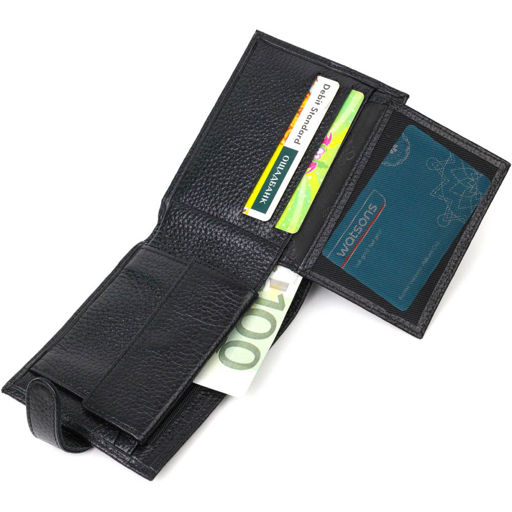 Бумажник для мужчин из натуральной кожи BOND 21994 Черный Киев - изображение 7