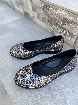 Injers Балетки жіночі INJERS срібні натуральна шкіра-сатин розмір 36-37 (1294) Коломия