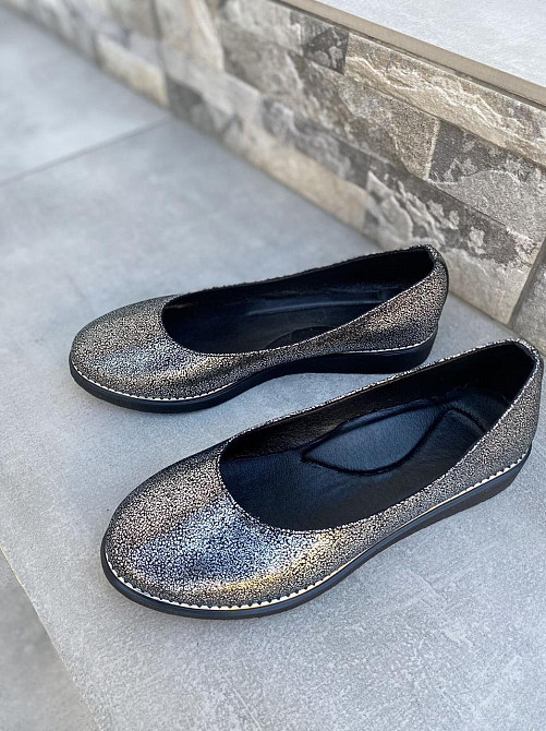 Injers Балетки жіночі INJERS срібні натуральна шкіра-сатин розмір 36-37 (1294) Коломыя - изображение 6