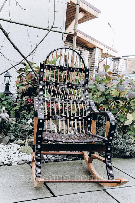 Кресло качалка плетеная с черным ротангом | кресло-качалка для отдыха садовая для дачи Киев - изображение 4