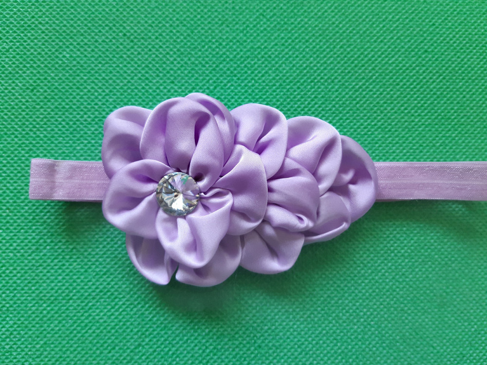 Нарядная повязка детская сиреневая - цветок 10см, размер универсальный (на резинке) Киев - изображение 3