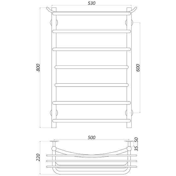 Рушникосушарка UNIO Zp W 800-500-7 Зета з полицею вода Тернополь