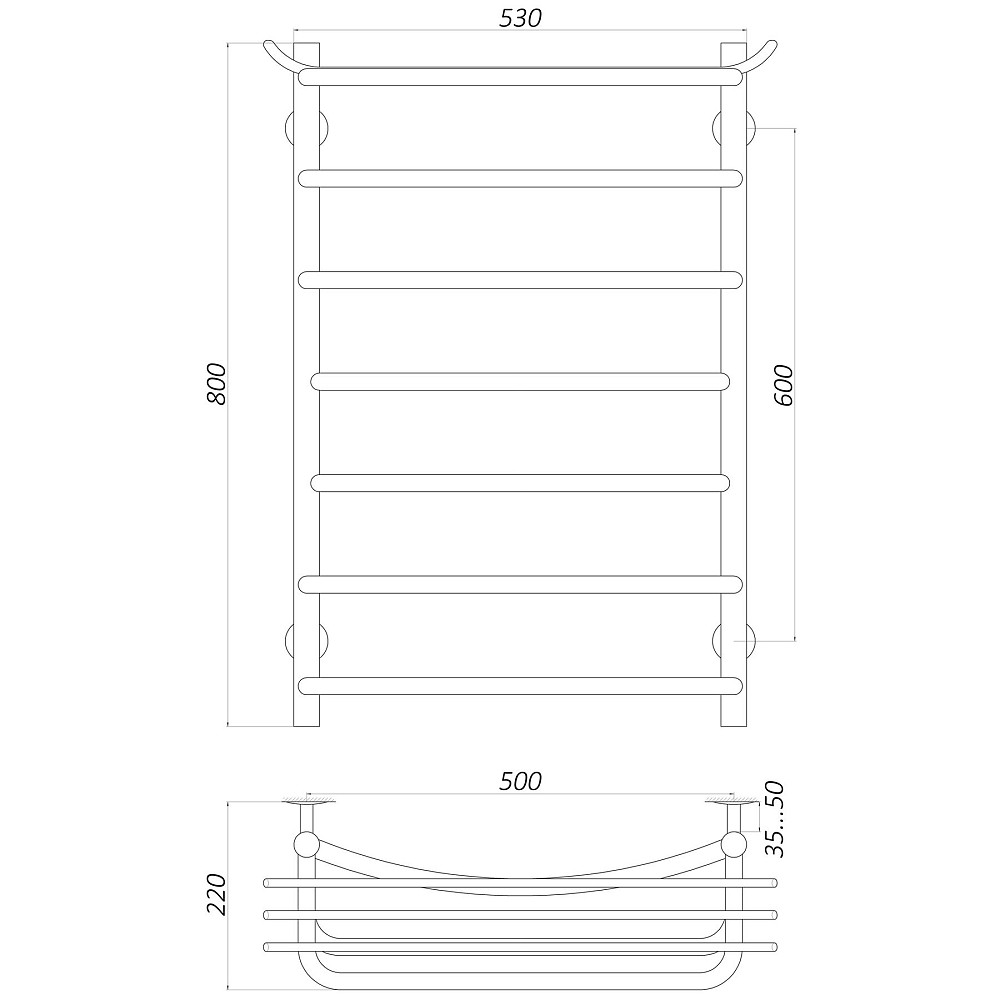 Рушникосушарка UNIO Zp W 800-500-7 Зета з полицею вода Тернополь - изображение 5