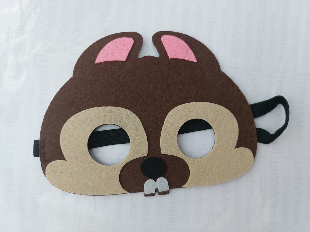 Детская маска на лицо Бобер для детей 15 на 11 см коричневый Киев - изображение 1
