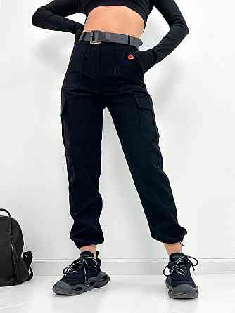 Жіночі вельветові брюки карго "Urban" оптом | Норма Чорний, 48 Київ