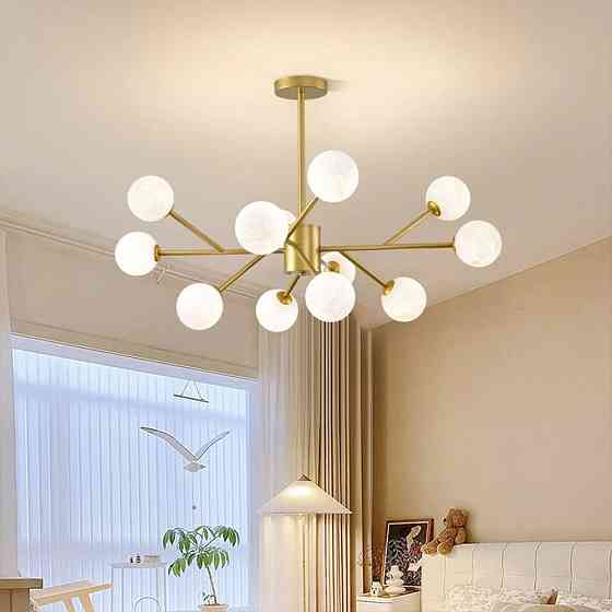 Светодиодная люстра Снежинка 8615 (Золотистая) на 12 плафонов Киев