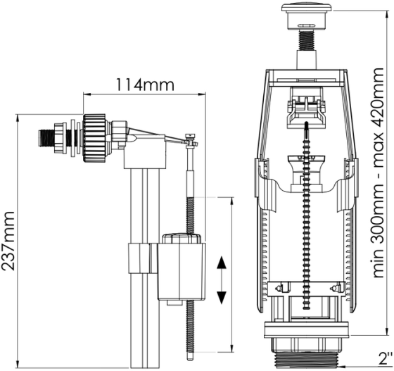 Арматура для смывающего бачка универсальная с клапаном боковой подачи NOVA Харьков