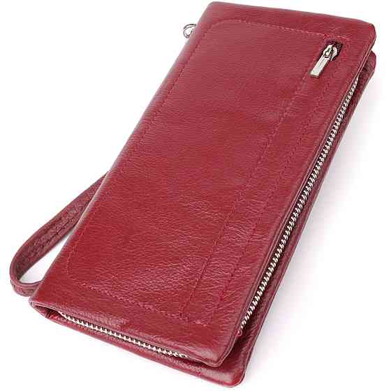 Кожаный женский кошелек-клатч с отделением под телефон ST Leather 23102 Бордовый Киев