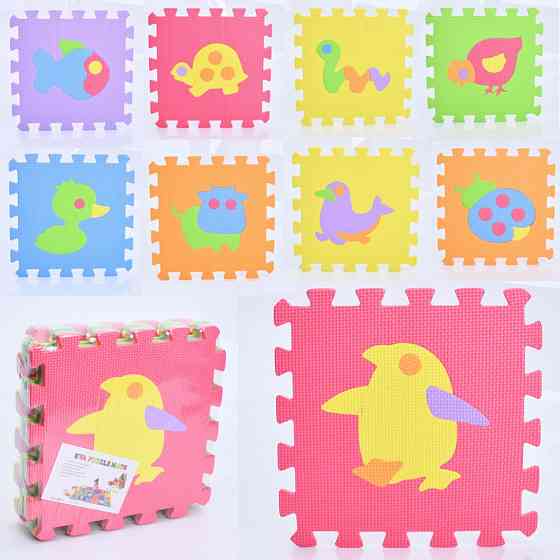 Дитячий килимок Мозаїка "Тварини" MR 1278, 9 деталей, EVA, 30х30 см Вінниця