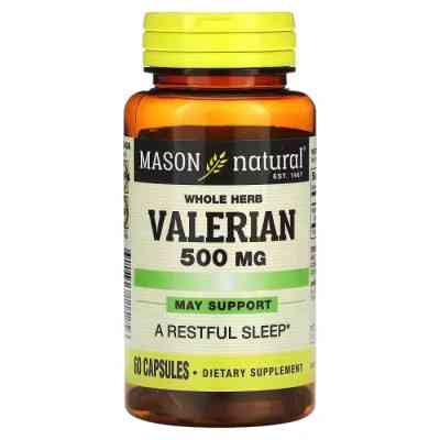 Травы Mason Natural Валериана, 500 мг, Whole Herb Valerian, 60 капсул (MAV-11525) Винница