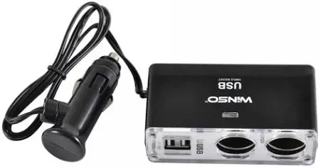 Розгалужувач гнізда прикурювача WINSO 2 в 1 + 2 USB 12V + USB 5V з запобіжником — зручне живлення для кількох пристроїв одночасно Ковель