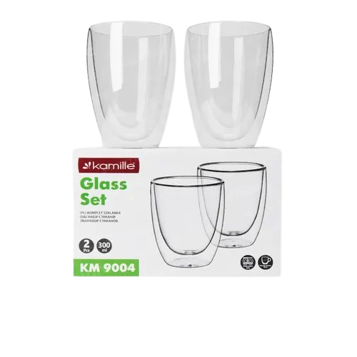 Набір склянок 2шт 300мл з подвійними стінками скло 9004 KAMILLE Житомир