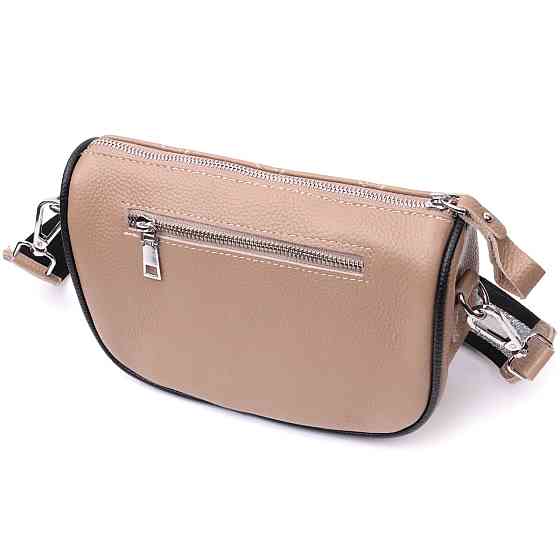 Напівкругла сумка крос-боді для жінок з натуральної шкіри Vintage 22392 Бежева Київ