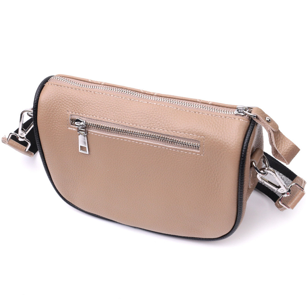 Напівкругла сумка крос-боді для жінок з натуральної шкіри Vintage 22392 Бежева Київ - фото 2