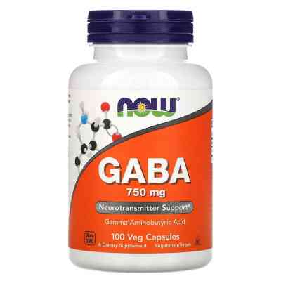 Аминокислота Now Foods GABA (Гамма-Аминомасляная Кислота) 750 мг, 100 вегетарианск (NOW-00089) Винница