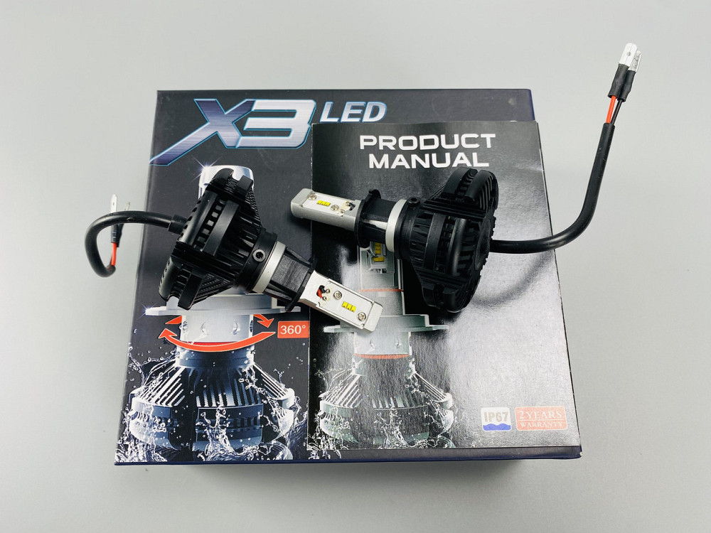 X3 Лампа світлодіодна цоколь H1 (к-кт 2 шт) 12/24V, 50W, 4000Lm + вентилятор (авиац. алюмін. профілю.) Мукачево - фото 6