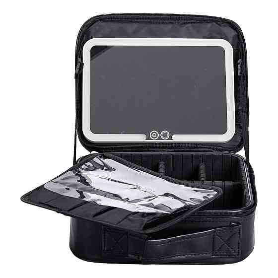 Органайзер косметичка з еко шкіри з дзеркалом та підсвічуванням 26×22×9 см HP-10-2AB Київ