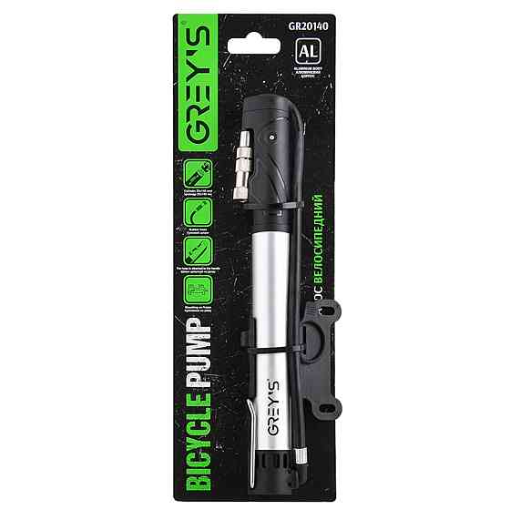 Насос велосипедний Grey's алюмінієвий корпус, циліндр 25x140мм Киев