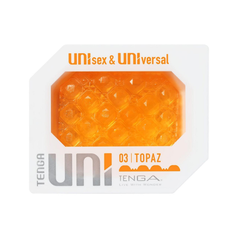 Унісекс-стимулятор Tenga UNI Topaz, помаранчевий, рельєф у вигляді горбків, лубрикант у комплекті Sex Aura Київ - фото 1