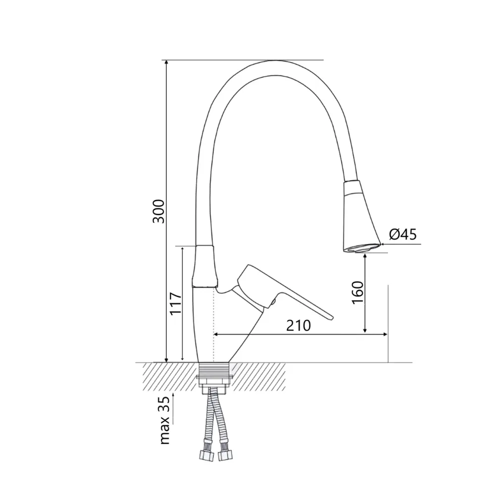 Змішувач для кухні Lidz Tani 008F3 з гнучким виливом (k40) LDTAN008F3WCR37037 Chrome/White Київ - фото 15