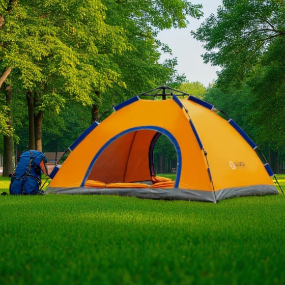 Двомісний туристичний намет 200×150×110 см, автоматичний, помаранчевий, з москітною сіткою Львів