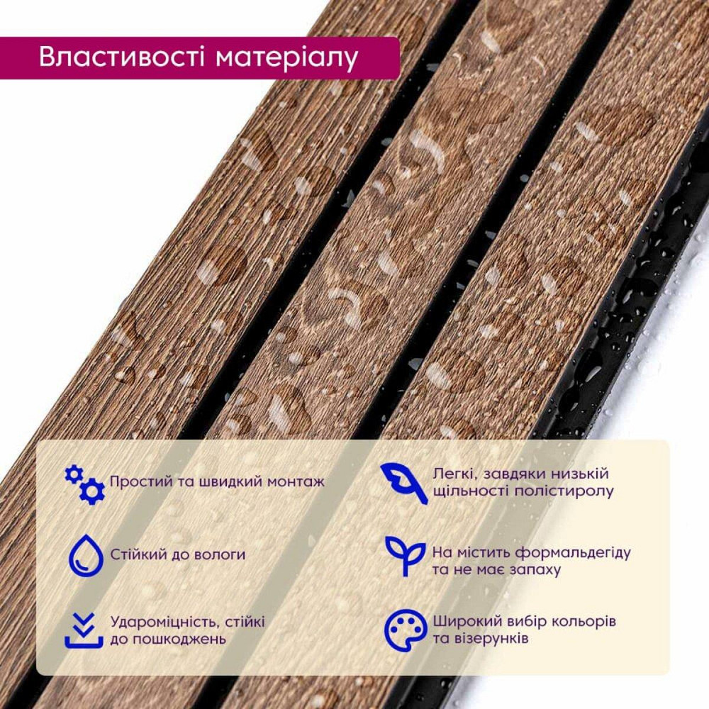 Рейка декоративная PS 2900х115х12мм Орех SW-00001739 Днепр - изображение 4