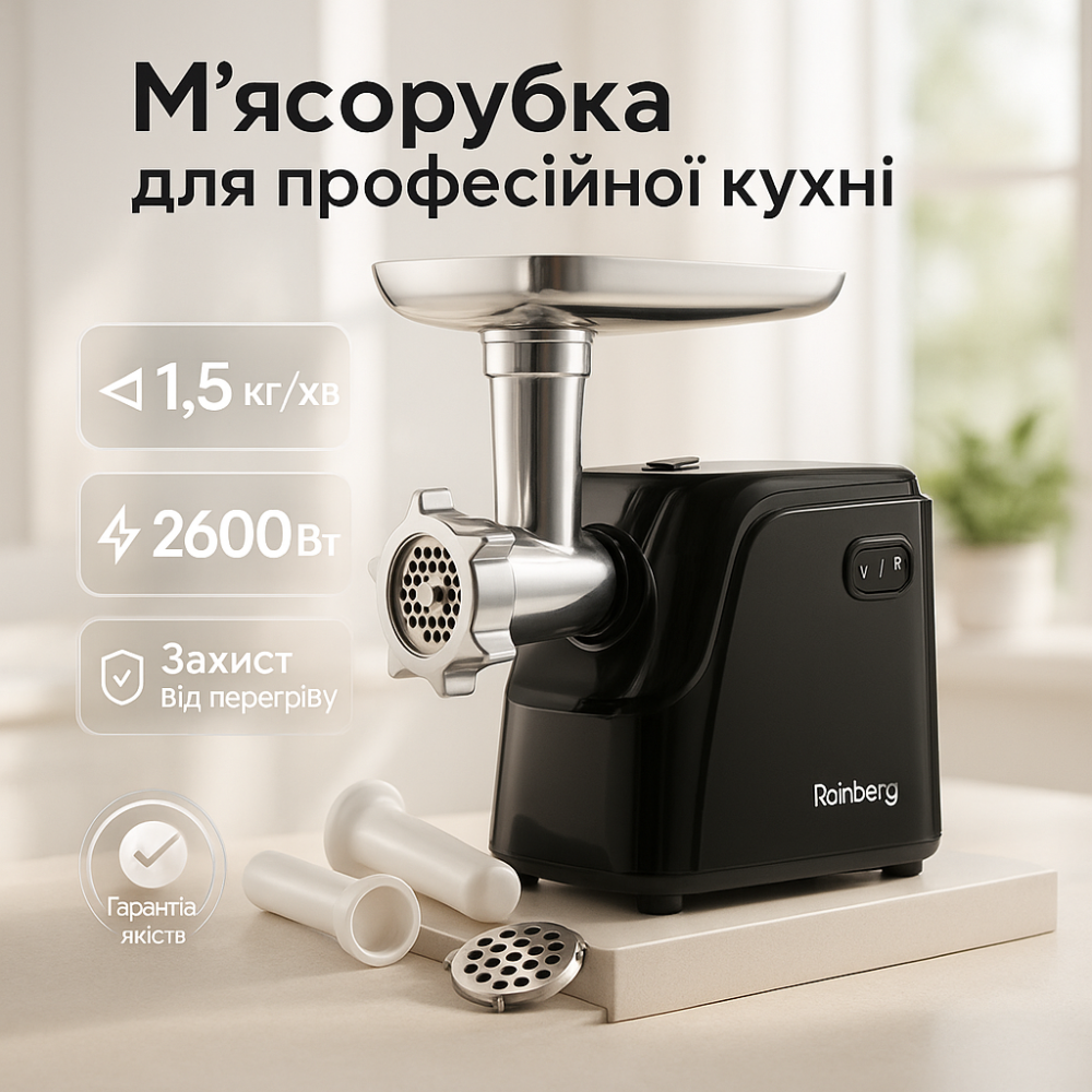 Мясорубки для колбасы Rainberg, Мясорубка реверс насадки, Мясорубка с функцией измельчения мяса EK-59 Львов - изображение 14